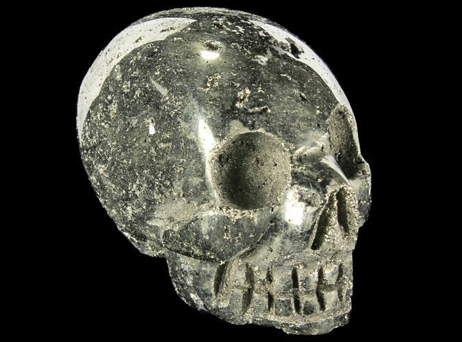 Polished Pyrite Skull With Pyritohedral Crystals #96320